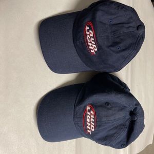 (2) Bud Light Beer Logo Blue Baseball Cap Hat Adjustable